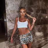 y2k outfits Style Sexy Skirt Sheath Sequined Mini Skirt Women's Comfortable Sexy Wrapped Chest Top Fashion Casual Suit